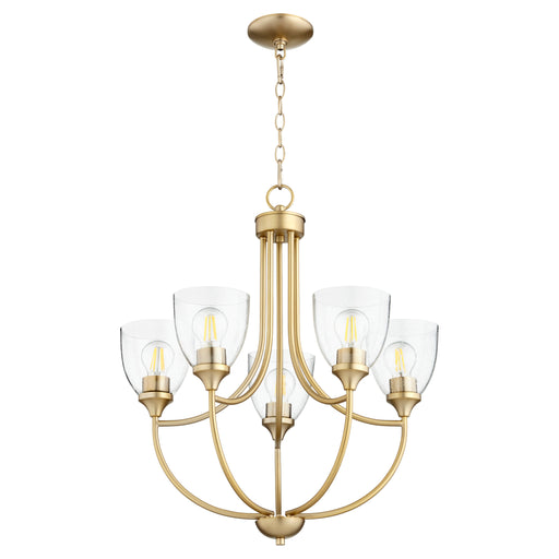 Quorum Home Quorum - 6059-5-280 - Five Light Chandelier - Aged Brass w/ Clear/Seeded