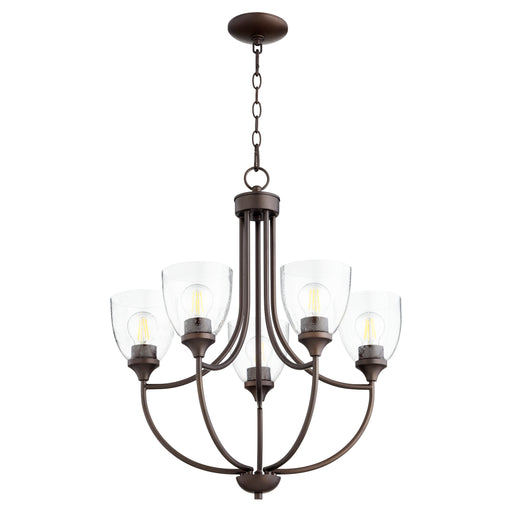 Quorum Home Quorum - 6059-5-286 - Five Light Chandelier - Oiled Bronze w/ Clear/Seeded