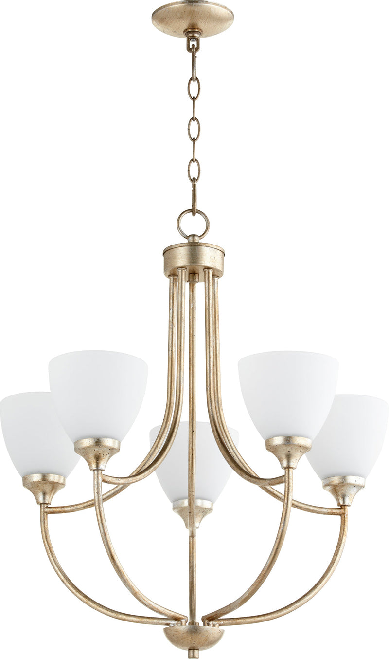 Enclave 5 Light Chandelier - Aged Silver Leaf