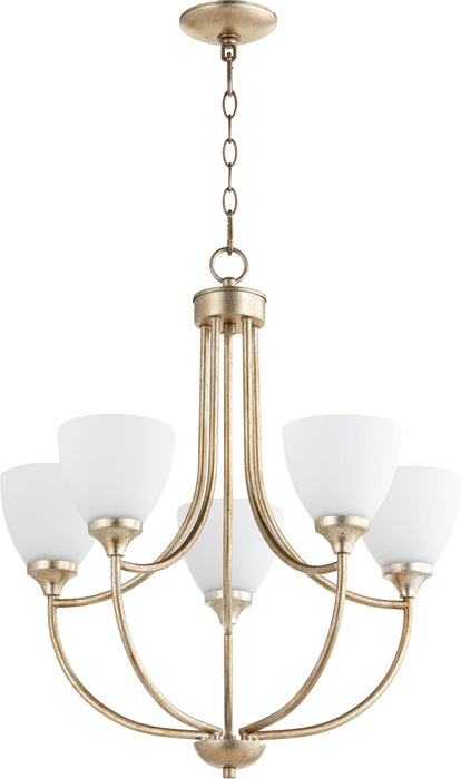 Enclave 5 Light Chandelier - Aged Silver Leaf