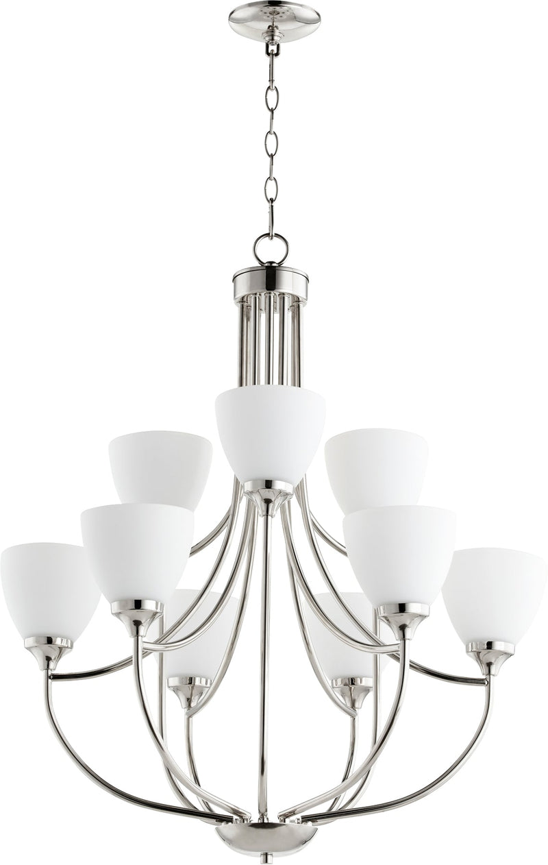 Enclave 9 Light Chandelier - Polished Nickel