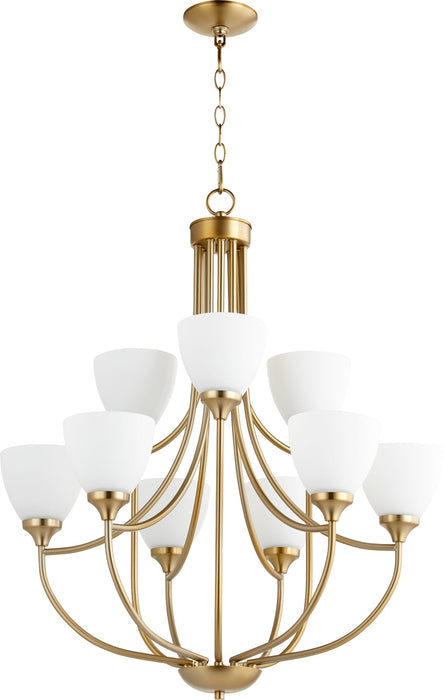 Enclave 9 Light Chandelier - Aged Brass
