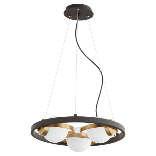 Quorum Home Quorum - 606-3-6980 - Three Light Chandelier - Textured Black w/ Aged Brass