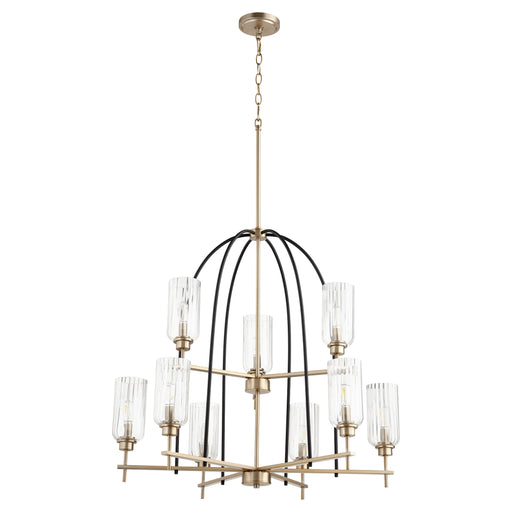 Quorum Home Quorum - 607-9-6980 - Nine Light Chandelier - Textured Black w/ Aged Brass