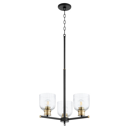 Quorum Home Quorum - 610-3-6980 - Three Light Chandelier - Textured Black w/ Aged Brass