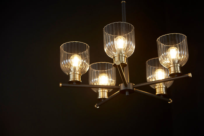Quorum Home Quorum - 610-5-6980 - Five Light Chandelier - Textured Black w/ Aged Brass