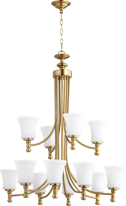 Rossington 12 Light Chandelier- Aged Brass