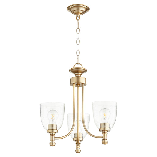 Quorum Home Quorum - 6122-3-280 - Three Light Chandelier - Aged Brass w/ Clear/Seeded