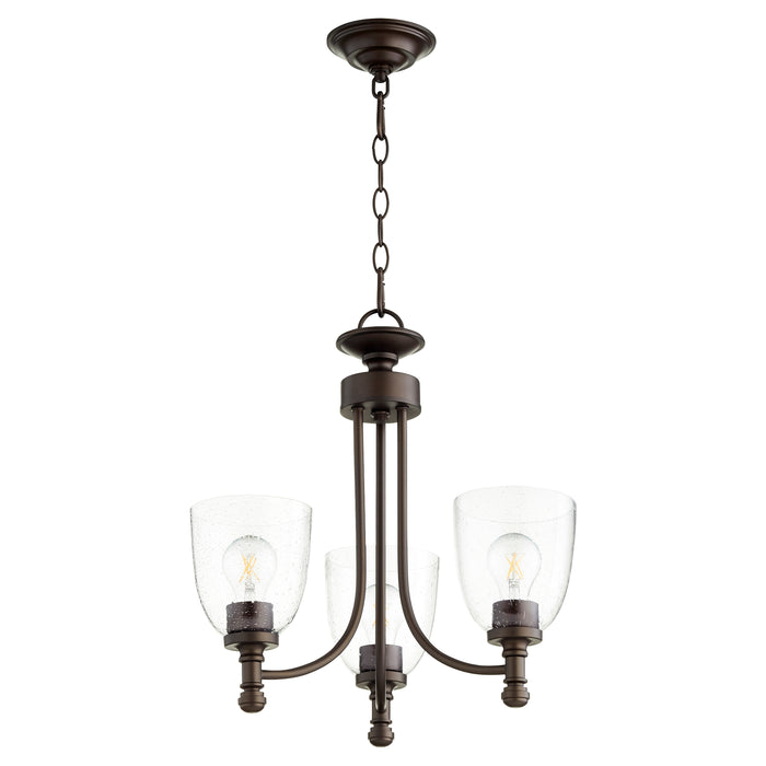 Quorum Home Quorum - 6122-3-286 - Three Light Chandelier - Oiled Bronze w/ Clear/Seeded
