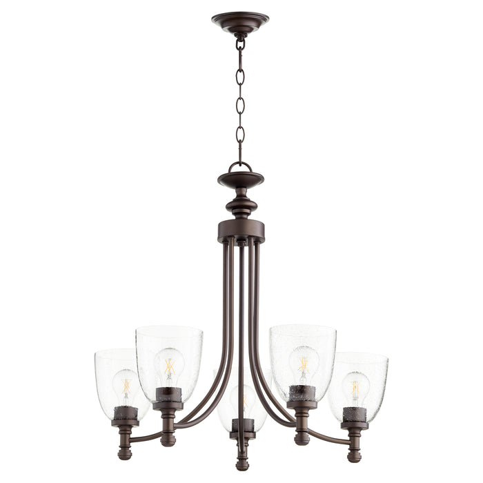 Quorum Home Quorum - 6122-5-286 - Five Light Chandelier - Oiled Bronze w/ Clear/Seeded