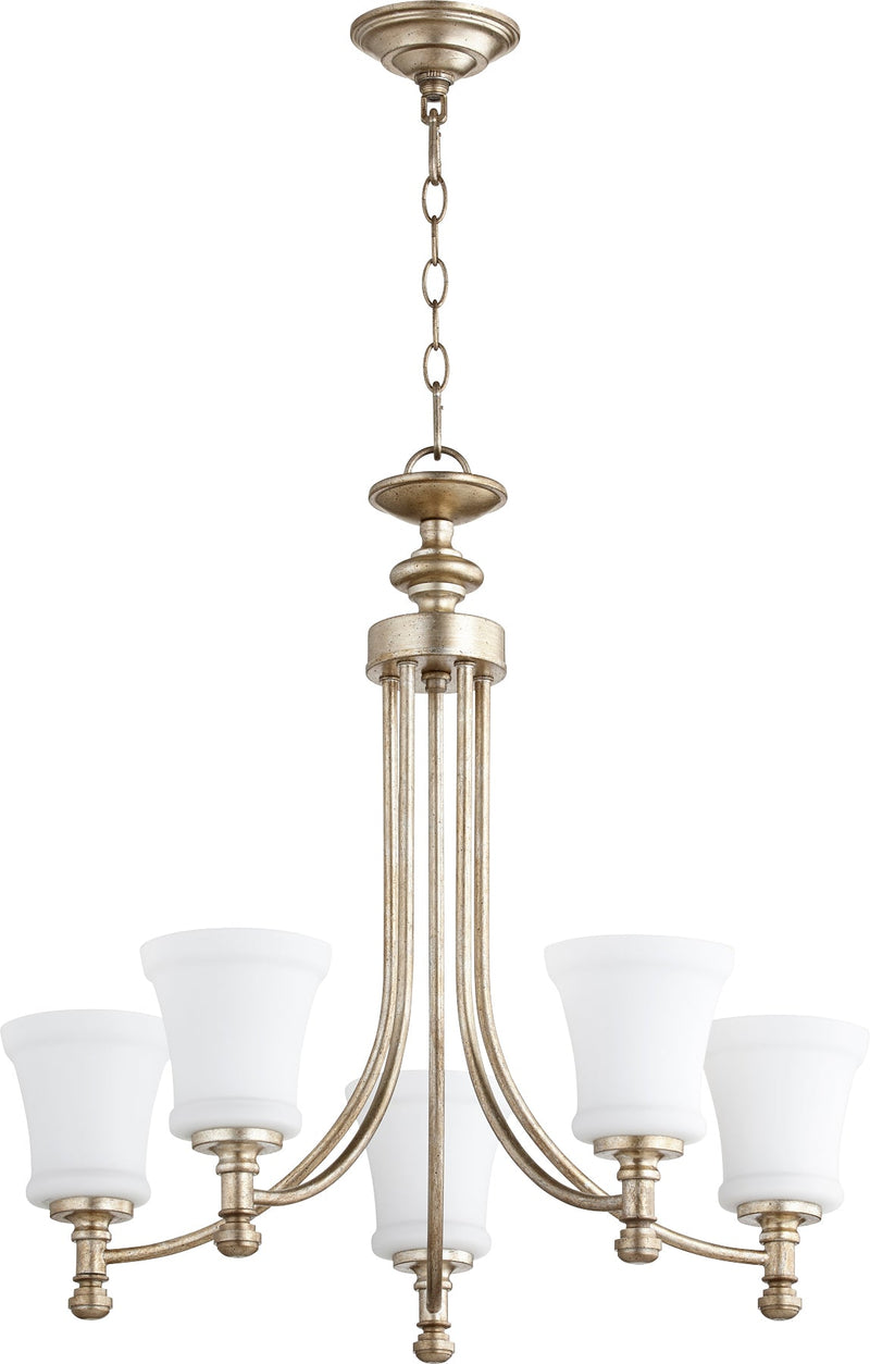 Rossington 5 Light Chandelier - Aged Silver Leaf