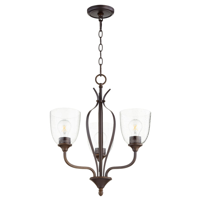 Quorum Home Quorum - 6127-3-286 - Three Light Chandelier - Oiled Bronze w/ Clear/Seeded