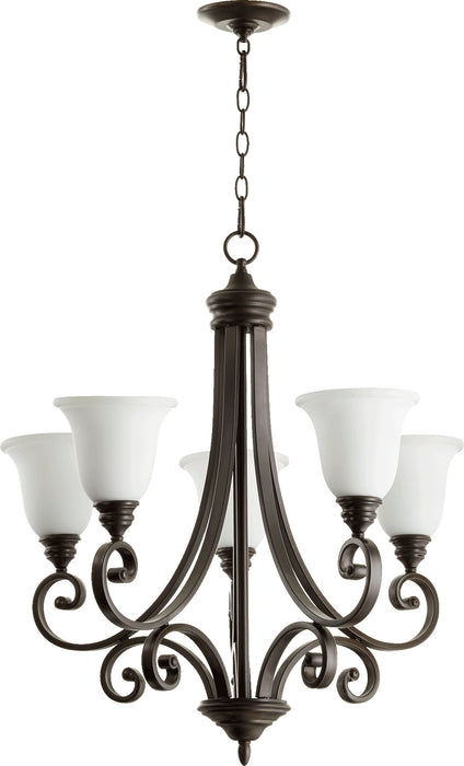 Quorum Home Quorum - 6154-5-186 - Five Light Chandelier - Oiled Bronze w/ Satin Opal