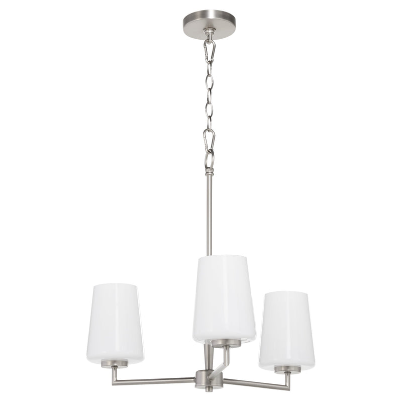 Goodwin 3 Light Chandelier W/ Opal - Satin Nickel