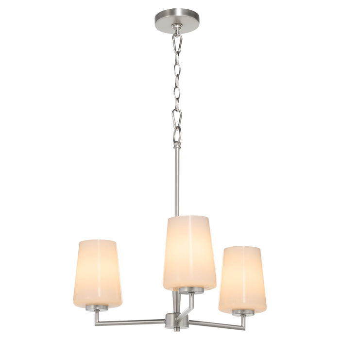 Goodwin 3 Light Chandelier W/ Opal - Satin Nickel