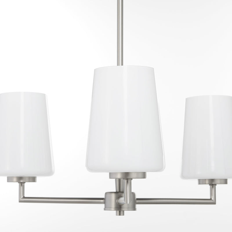 Goodwin 3 Light Chandelier W/ Opal - Satin Nickel