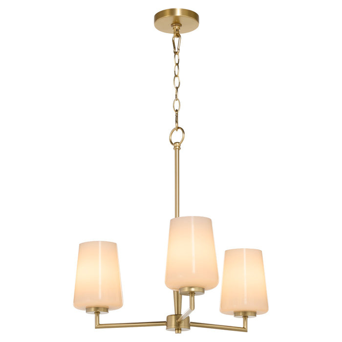 Goodwin 3 Light Chandelier W/ Opal - Aged Brass