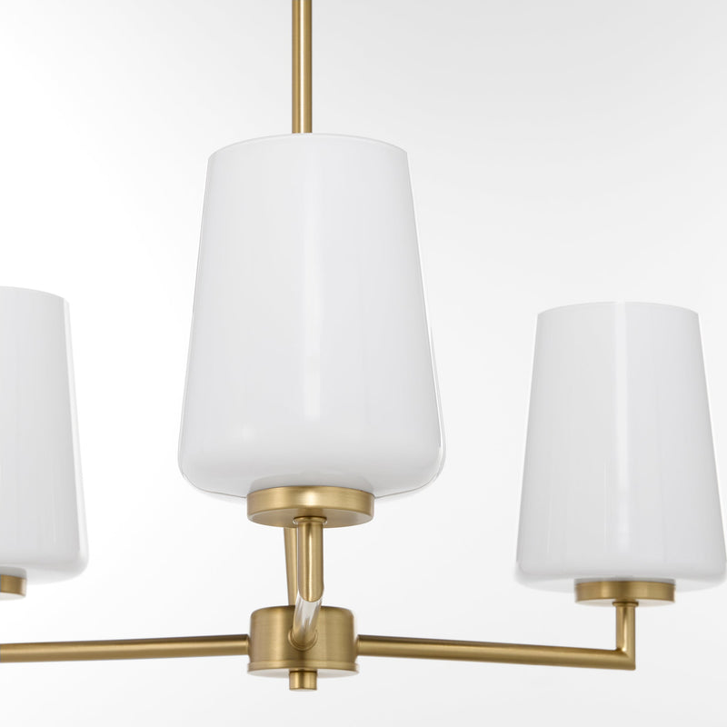 Goodwin 3 Light Chandelier W/ Opal - Aged Brass