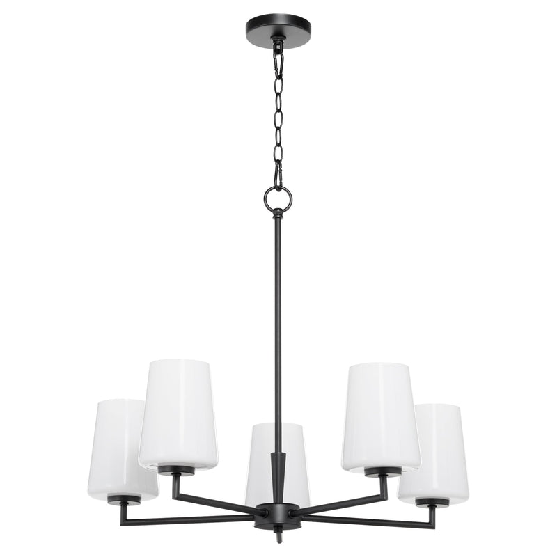 Goodwin 5 Light Chandelier W/ Opal - Matte Black