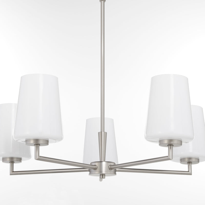 Goodwin 5 Light Chandelier W/ Opal - Satin Nickel