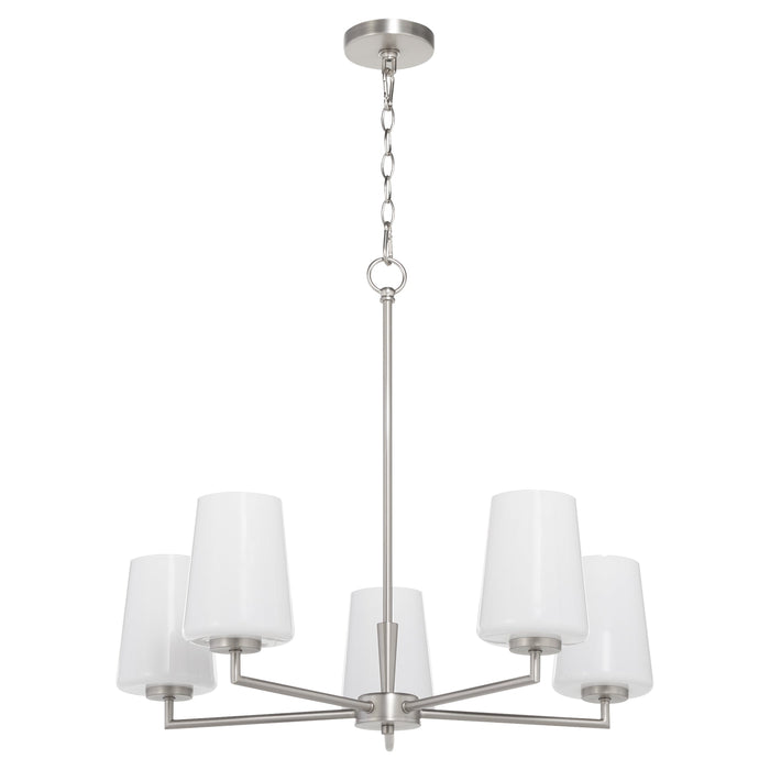 Goodwin 5 Light Chandelier W/ Opal - Satin Nickel