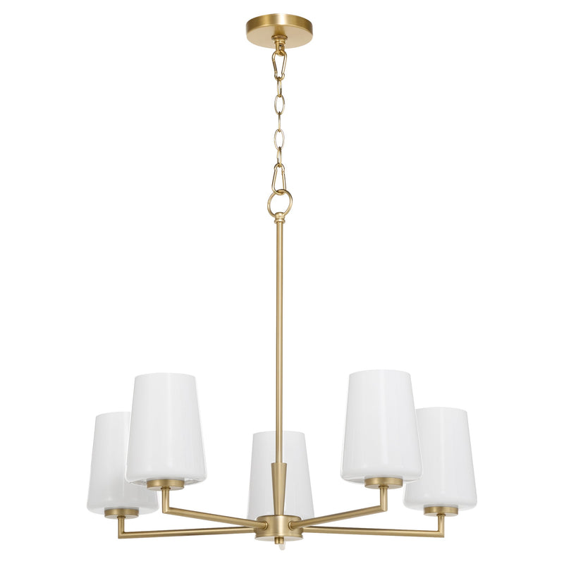 Goodwin 5 Light Chandelier W/ Opal - Aged Brass