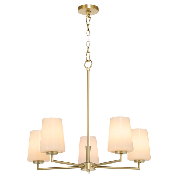Goodwin 5 Light Chandelier W/ Opal - Aged Brass