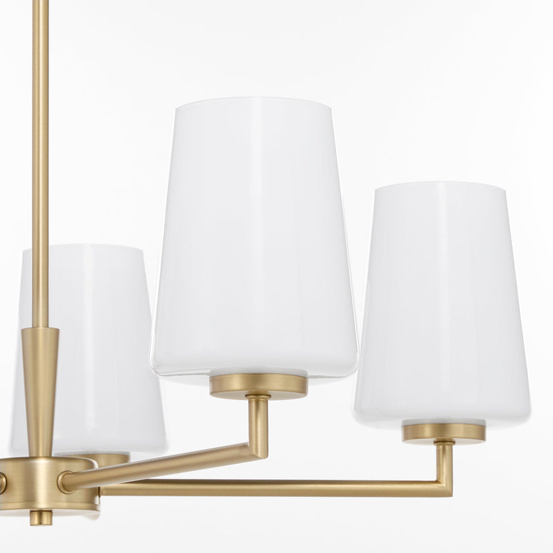 Goodwin 5 Light Chandelier W/ Opal - Aged Brass