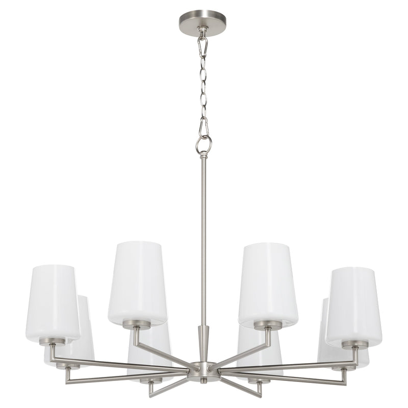Goodwin 8 Light Chandelier W/ Opal - Satin Nickel