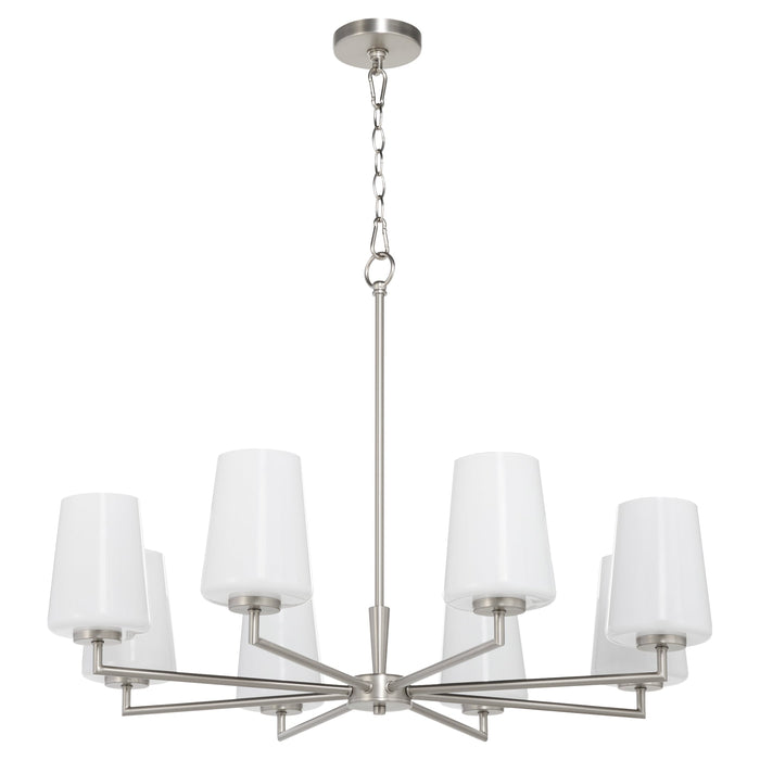 Goodwin 8 Light Chandelier W/ Opal - Satin Nickel