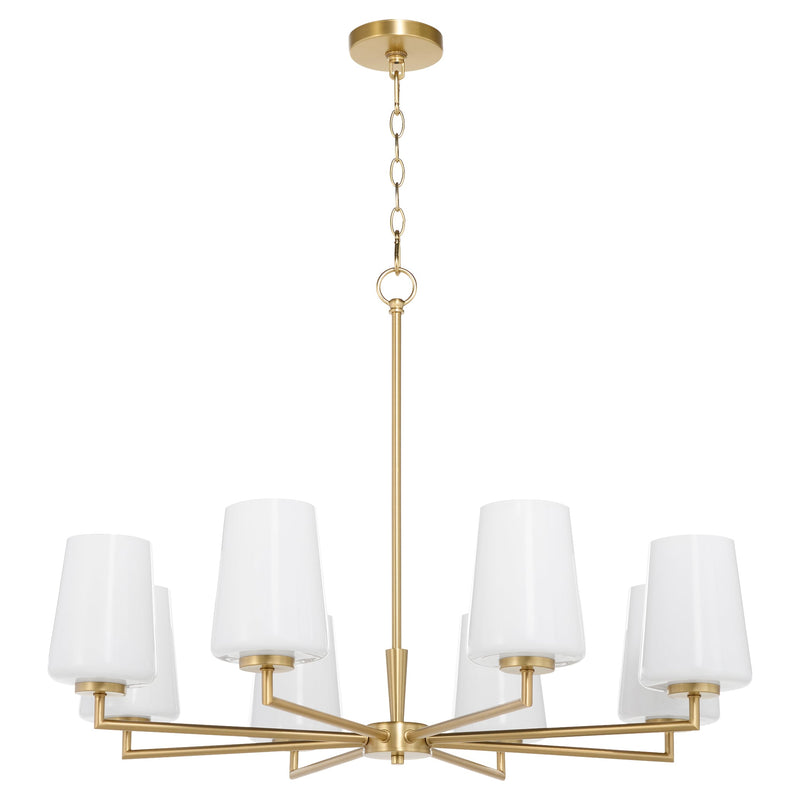 Goodwin 8 Light Chandelier W/ Opal - Aged Brass