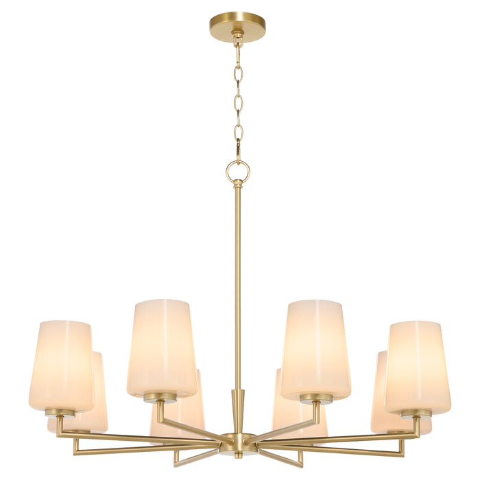 Goodwin 8 Light Chandelier W/ Opal - Aged Brass