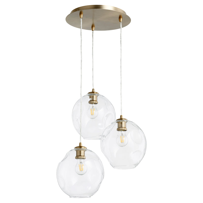Quorum Home Quorum - 63-80 - Three Light Pendant - Aged Brass