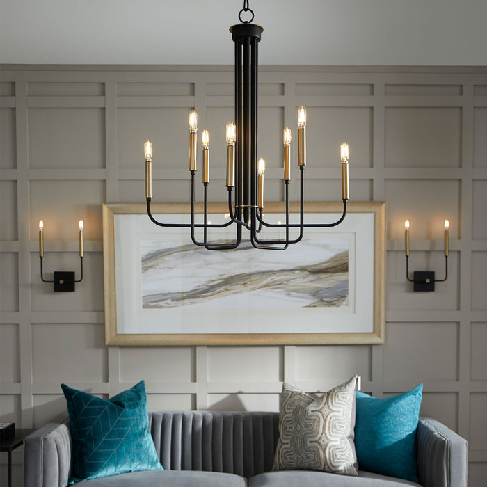 Quorum Home Quorum - 630-8-6980 - Eight Light Chandelier - Textured Black w/ Aged Brass