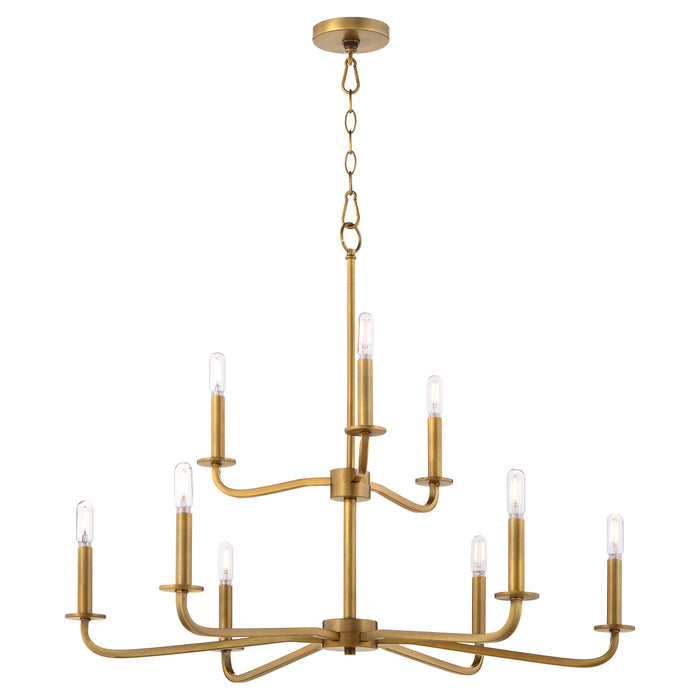 RUTHERFORD 9 Light Chandelier - Brushed Brass