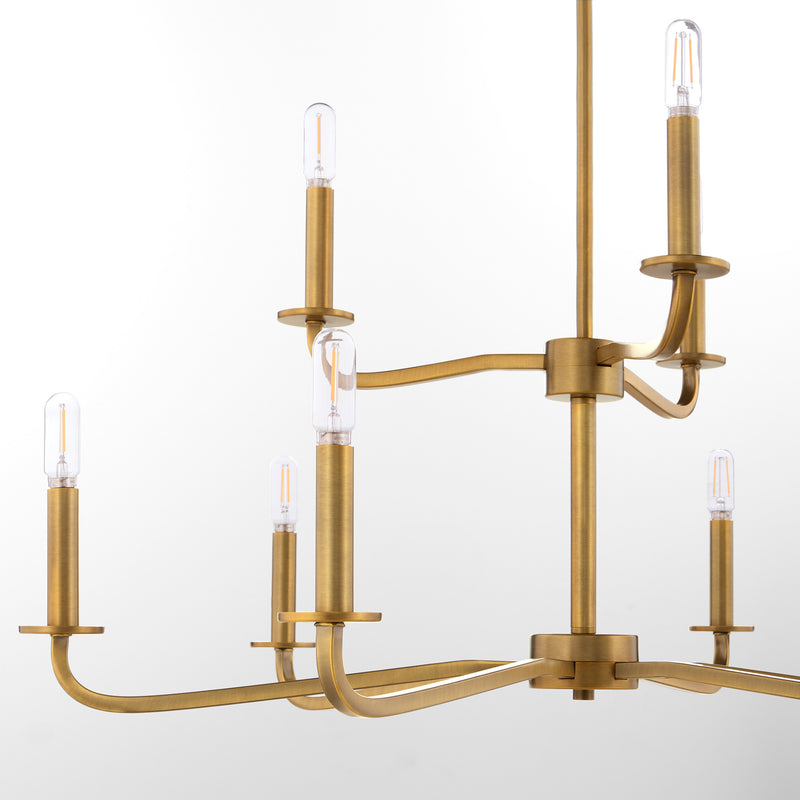 RUTHERFORD 9 Light Chandelier - Brushed Brass