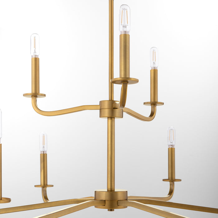 RUTHERFORD 9 Light Chandelier - Brushed Brass
