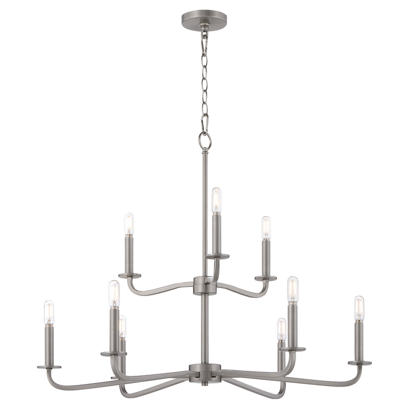 RUTHERFORD 9 Light Chandelier - Satin Nickel