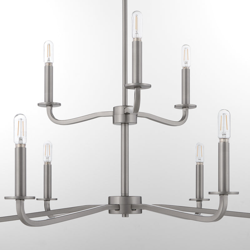 RUTHERFORD 9 Light Chandelier - Satin Nickel