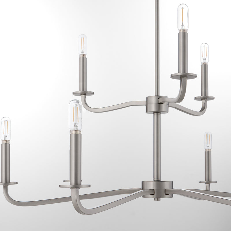 RUTHERFORD 9 Light Chandelier - Satin Nickel