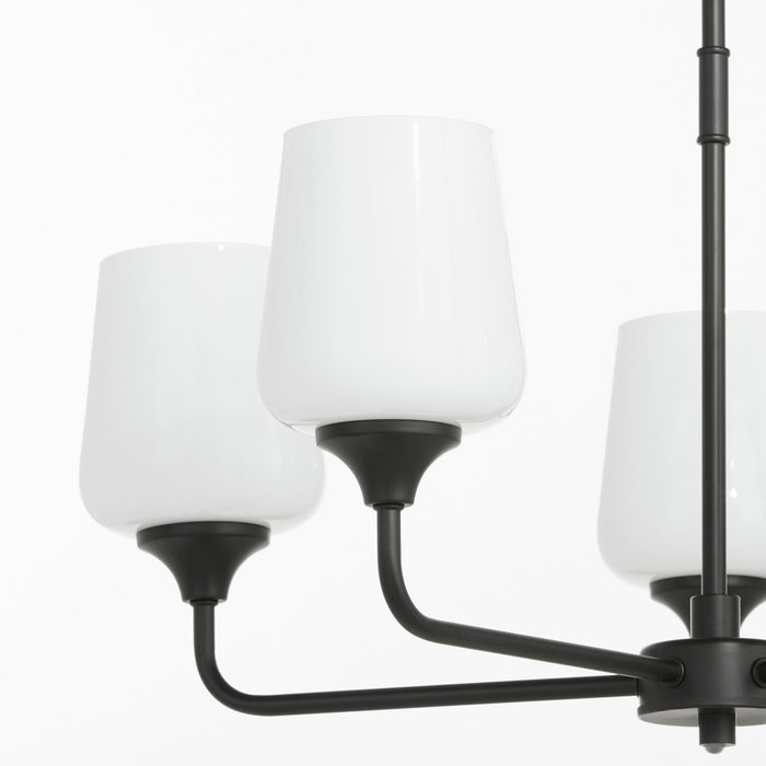 Raymond 5 Light Opal Chandelier - Matte Black