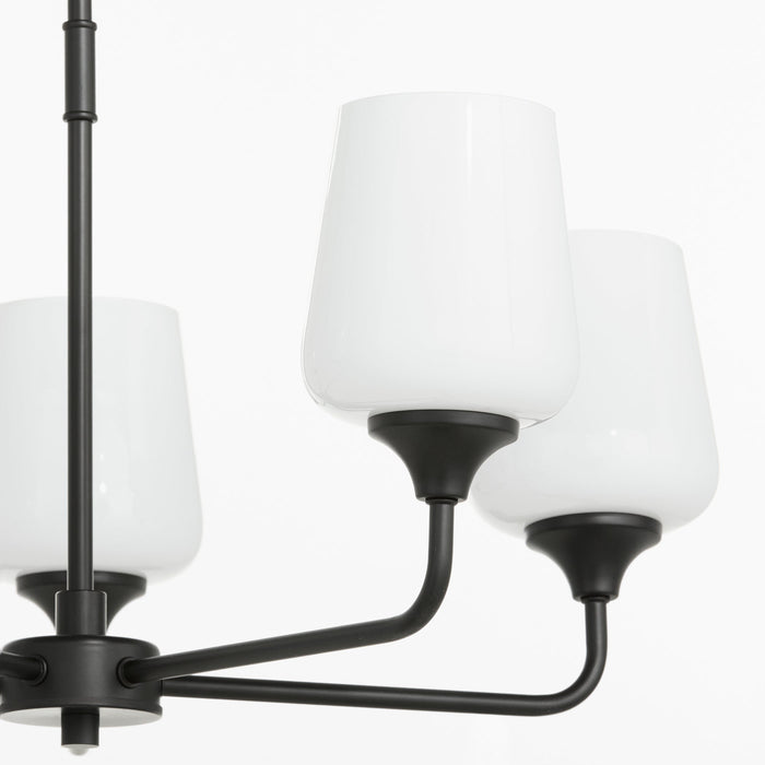 Raymond 5 Light Opal Chandelier - Matte Black