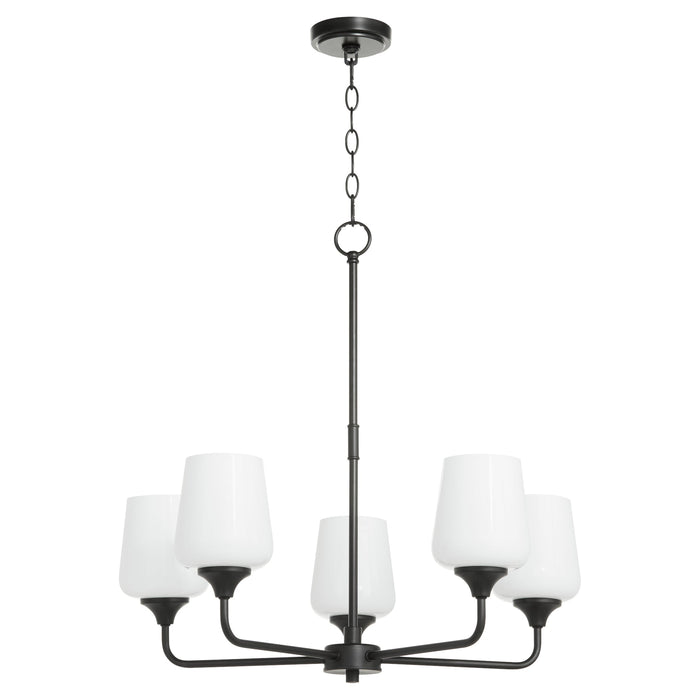Raymond 5 Light Opal Chandelier - Matte Black