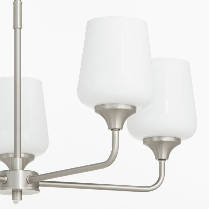 Raymond 5 Light Opal Chandelier - Satin Nickel