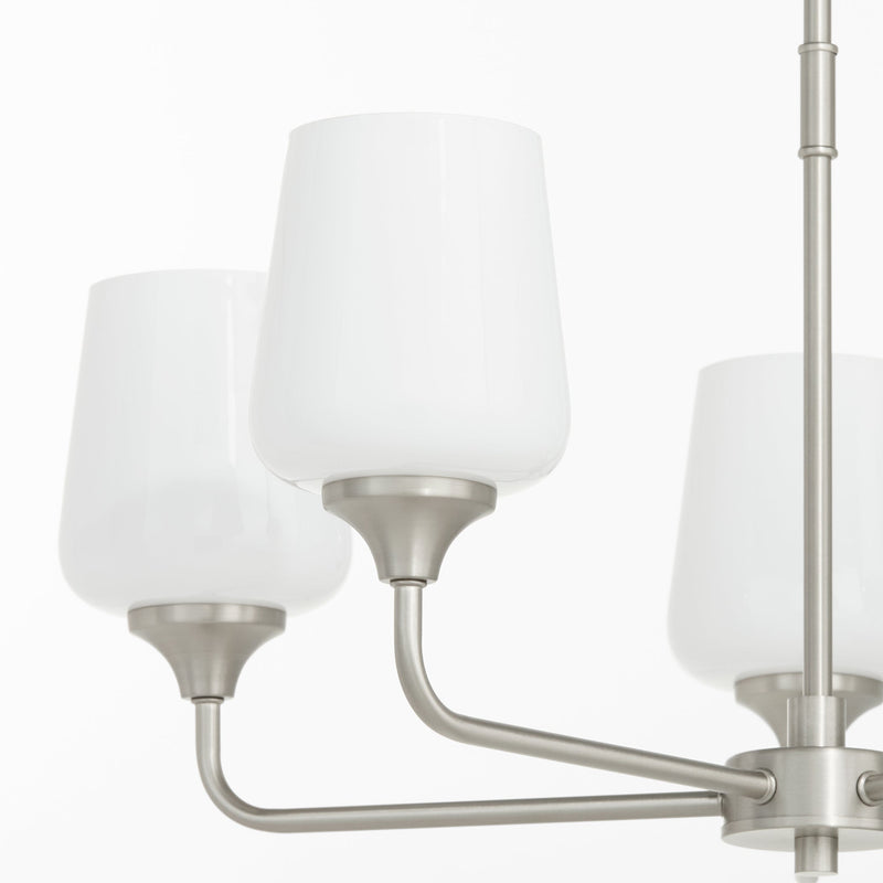 Raymond 5 Light Opal Chandelier - Satin Nickel