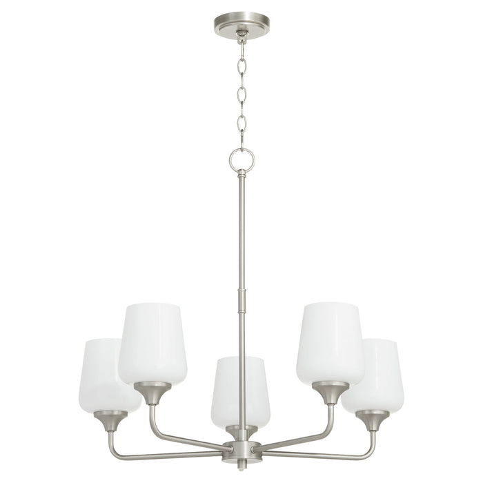 Raymond 5 Light Opal Chandelier - Satin Nickel