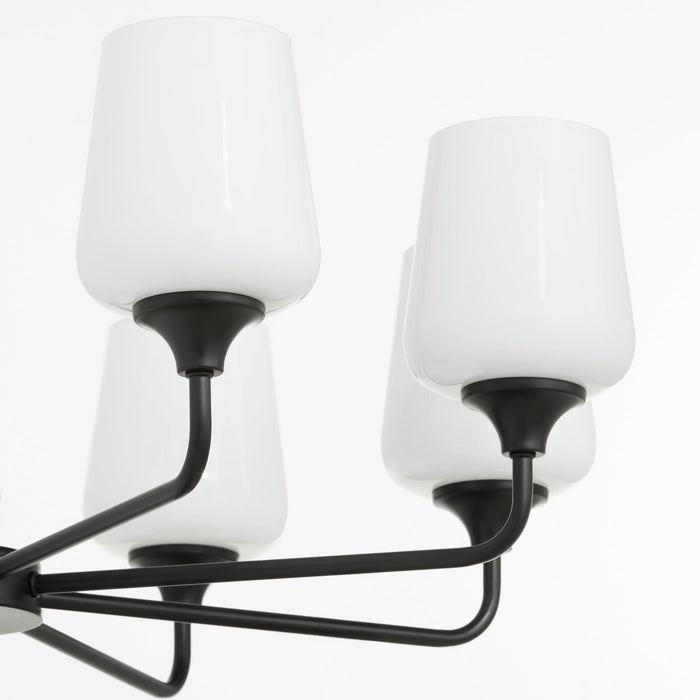 Raymond 8 Light Opal Chandelier - Matte Black
