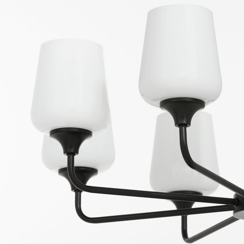 Raymond 8 Light Opal Chandelier - Matte Black