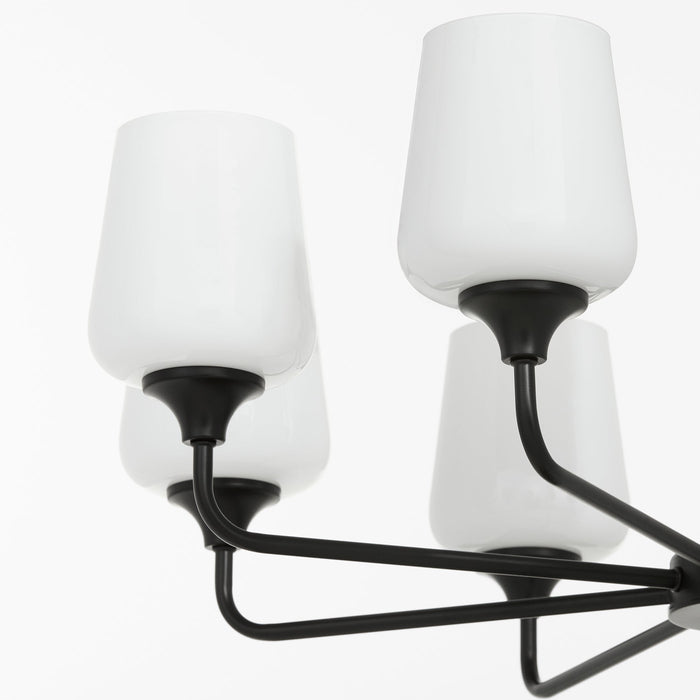 Raymond 8 Light Opal Chandelier - Matte Black