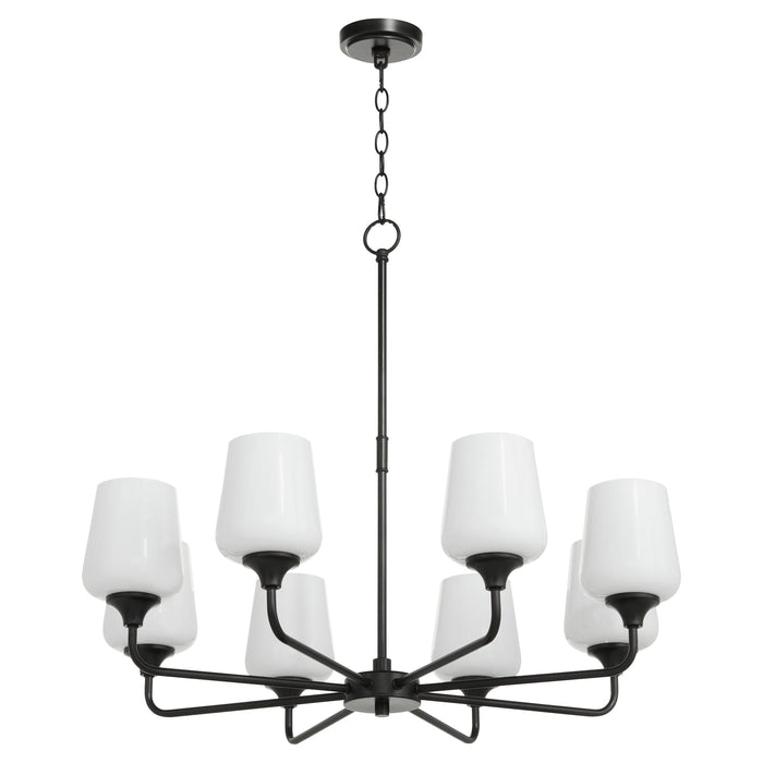 Raymond 8 Light Opal Chandelier - Matte Black
